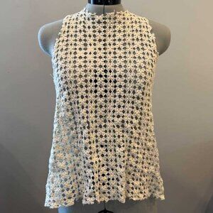 Natalie Walker Cream Ivory Knit Crochet Tank Top - women's size small